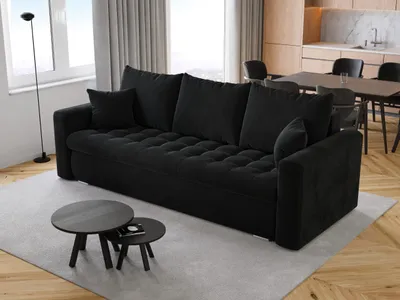 Produktbild von BroMARKT Sofa mit Schlaffunktion LUIS 200x140 cm Couch mit Bettkasten Schwarz