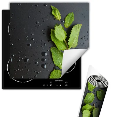 Produktbild von Herdabdeckplattee Glaskeramikkochfeld-Abdeckung 50x52 cm Anti Rutsch Matte Aufrollbar, Schwarz Minze