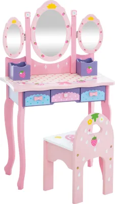 Produktbild von CLP Schminktische Emilia , mit Hocker und Spiegel , pink