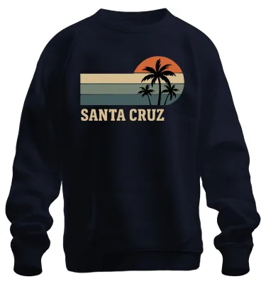 Immagine prodotto di Santa Cruz Palm Sunset Retro California Beach Surf Unisex Felpa Pullover, Navy, L