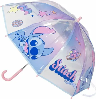 Productafbeelding van Lilo & Stitch kinderparaplu, diameter 71 cm, handmatig openende bubbelparaplu met waterafstotende coating
