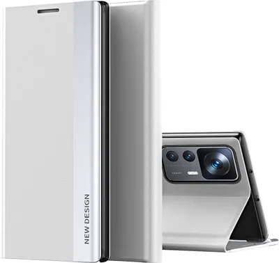 Obrázek produktu pro Xiaomi 12T Pro Case, koženéPolyuretanmagnetické ochranné pouzdro s flipovým stojánkem pro Xiaomi 12T / 12T Pro White