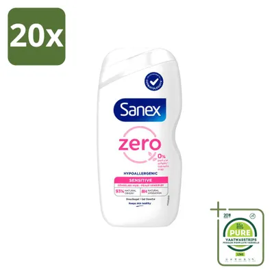 Immagine prodotto di 20 flaconi di gel doccia Sanex Zero% per pelli sensibili - 400 ml - Confezione grande - 20 pezzi