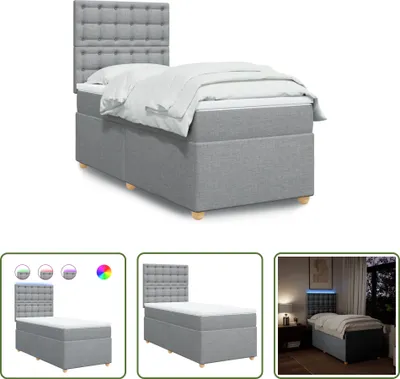 Produktbild von The Living Store Boxspringbett mit Matratze Hellgrau 90x190 cm Stoff