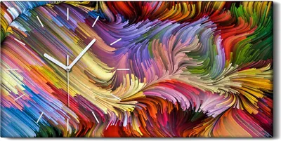 Produktbild von Leinwand Wanduhr Wandkunst Uhr 60x30 Abstraktes Design Flüssiglackierung - weiße Hände