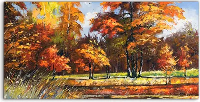 Produktbild von Coloray Acrylbild 100x50  Wandbild Acrylbilder Deko Herbst Landschaft am Fluss ufer