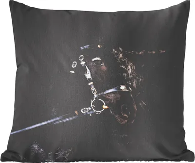 Produktbild von MuchoWow® Zierkissen Sofakissen Wohnzimmer Dekokissen 60x60 cm Pferd - Halfter - Mähne - Sitzfläche - Foto Polster