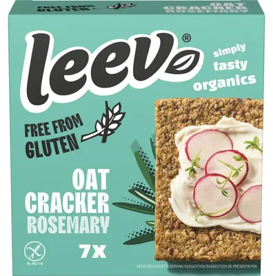 Obrázok produktu pre Leev Havercrackers Rozmarín bezlepkový 100 g - chrumkavé ovsené sušienky
