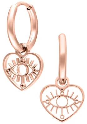 Produktbild von Wildcat Ohrringe - Mini Heart Eye Hoops Pair - Roségold - Chirurgenstahl 316L - wasserfest, langlebig, hautverträglich, Roségold