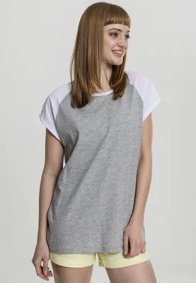 Image de Urban Classics Ladies Contrast Raglan Tee gris/blanc - XS