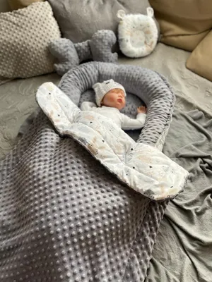 Produktbild von HASE/ Minky GRAPHIT Babynestchen Unterlage 5 Tlg SET Babynest Wicleklunterlage Reisebett Babydecke Babyausstattung 4 Jarhreszeiten PREMIUM Geschenk