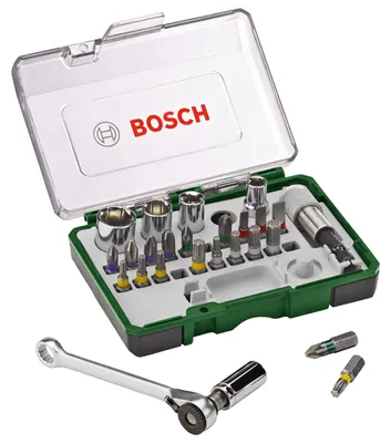 Produktbild von Bosch 27tlg. Schrauberbit und Ratschen-Set (PH, PZ, Hex, T, S-Bit, Zubehör Bohrschrauber und Schraubendreher)
