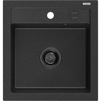 Obrázok produktu pre Mexen Vito granitový jednokomorový drez 520 x 490 mm, Čierna/Strieborná metalíza, Sifón Čierna - 6503521000-73-B