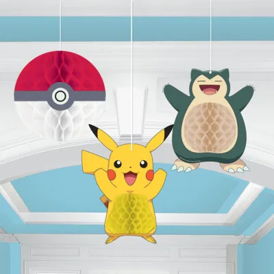 Produktbild von "Pokémon" Wabenballdekorationen | 3 Stk. - 17x22cm