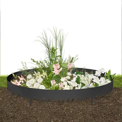 Produktbild von JOIEYOU Rasenkante Metall 10m Beeteinfassung 20 cm Hoch Beetumrandung mit 10 Clips Mähkante für Garten, Schwarz 10 Stück
