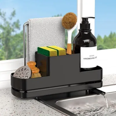 Produktbild von Keukenorganizer mit Abwasserbehälter, Spülstein-Unterfassung, Küche & Badezimmer, schwarz