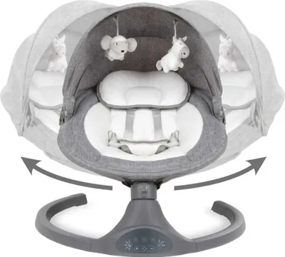Produktbild von Babywippe, Elektrisch Babyschaukel, Multifunktional Babywippe Schaukel, 5 Wippgeschwindigkeiten, Bluetooth, Fernbedienung, 5-Punkt-Gurt, Dark Melange