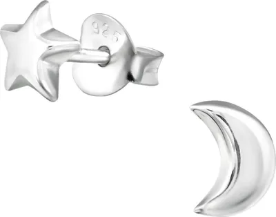 Produktbild von Ohrringe Ohrstecker 925 Sterling Silber Stern und Mond
