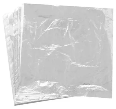 Obrázok produktu pre Imitačná fólia, listová, 100 kusov, 14x14 cm, hliník, pre umenie a dekorácie