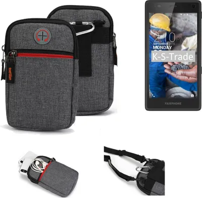 Produktbild von K-S-Trade Holster Gürtel Tasche kompatibel mit Fairphone Fairphone 2 Handy Tasche Schutz Hülle grau Zusatzfächer 1x