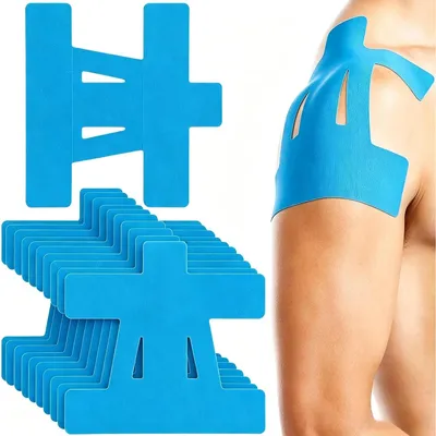 Produktbild von 10er-Set Kinesiologie-Tape für Schulter – Vorgestanzt, Wasserfest, Atmungsaktiv, Latexfrei & Hautfreundlich - Blau