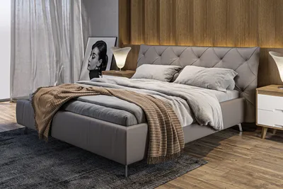Produktbild von KAWOLA Bett ANNY Polsterbett Kopfteil niedrig Leder grau 200x200cm
