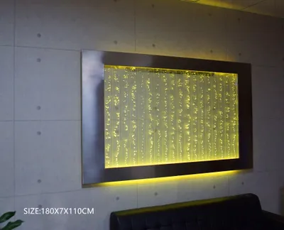 Productafbeelding van LED-wand voor aquarium, design met waterkolommen en waterval, afbeelding op de wand. Aquariumkolom, afmetingen 180x110