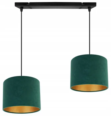 Image de Élégante suspension avec abat-jour en velours doré – Lampe suspendue moderne Plafonnier pour salon et salle à manger