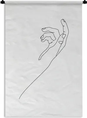 Produktbild von MuchoWow® Wandteppich Wandbehang Linienkunst - Minimalismus - Hand 60x90 cm Tapisserie Dekoration Wandtuch - Foto-Teppich - Abwaschbar