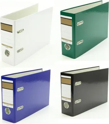 Produktbild von 4x Ordner / A5 quer / 75mm breit / Farbe: je 1x weiß, grün, blau und schwarz