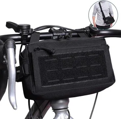 Immagine prodotto di Borsa da ciclismo tattica con tracolla e tasca portaoggetti per viaggi, mountain bike e bici da corsa (nera)