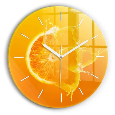 Produktbild von Wallfluent Wanduhr – Stilles Quarzuhrwerk - Uhr Dekoration Wohnzimmer Schlafzimmer Küche - Zifferblatt mit Striche - weiße Zeiger - 30 cm - Orange