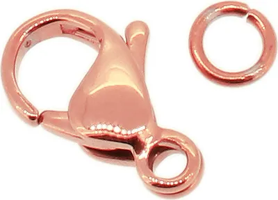 Produktbild von Minott 1 x Karabiner 11mm mit Öse rosegoldfarben PVD Edelstahl gewölbt