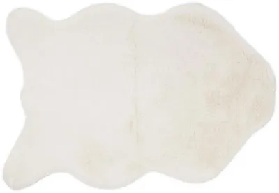 Produktbild von GÖZZE Fellimitat Teppich weicher flauschiger pflegeleichter Wohnteppich Weiss 70 x 130 cm