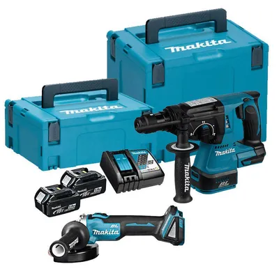 Produktbild von MAKITA Kit DLX2125TJ1 (DGA504 + DHR243 + 2 x 5,0 Ah + DC18RC + MAKPAC 3 + MAKPAC 4)
