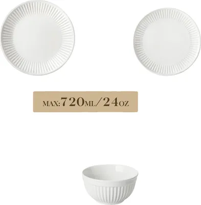 Image de Set de vaisselle en céramique, design rond élégant, lavable au lave-vaisselle, noir, 2 sets de 12 pièces