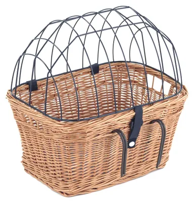 Produktbild von XL Fahrradkorb Hundekorb für Lenker Weide eckig mit Gitter 50 x 38 cm (N-S) + Kissen