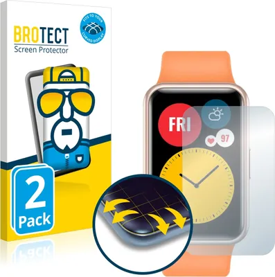 Produktbild von 2x BROTECT Fullscreen Schutzfolie für Huawei Watch Fit Displayschutz Folie Fullcover Klar Transparent