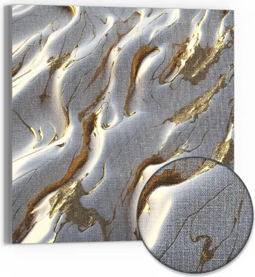 Produktbild von DEQORI Hybrid Leinwand Bild 50x50 cm 'Goldene Wellen' Wandbild Glas flach modern