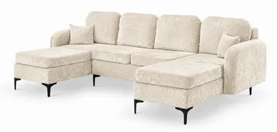 Obrázek produktu pro ANMIL Rohová pohovka VENTO, tvar U, rozměry 294 × 96 × 172 cm, barva krémová, potahová látka EUREKA, rozkládací pohovka s lůžkovou plochou