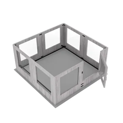 Produktbild von Hundespielgehege mit Schutzgeländer, gehärteter Glasbauweise, wasserdichter Fertilitätspad, 47x46 Zoll, Hellgrau