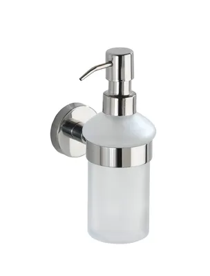 Produktbild von WENKO Glas Seifen Spender Lotion 200 ml BOSIO Edelstahl Dosierer Bad Accessoires