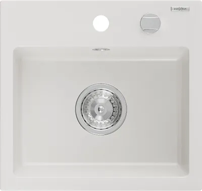 Immagine prodotto di Mexen Milo lavello in granito 1-vasca 435 x 410 mm, bianco, sifone cromo - 6505441000-20