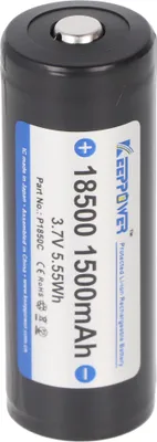 Produktbild von Keeppower 18500 Li-Ion Akku 1500mAh, 3,7V Li-Ion-Akku geschützt ca. 52,8x18,5mm Abmessungen