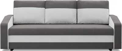 A studio shot of a gray and white sofa.