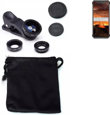 Produktbild von K-S-Trade Smartphone Kamera Linsen Set Kompatibel mit Blackview BV9600E 3in1 Clip-On Kamera Adapter Macro Weitwinkel FishEye Fischauge Objektiv Linse