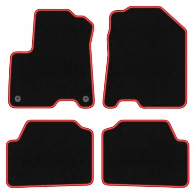 Image de Tapis de sol en moquette pour KIa eNiro / Niro EV 2016- (crossover) – jeu 4 pièces, noir/rouge, sur mesure – Wielganizator CARLUX