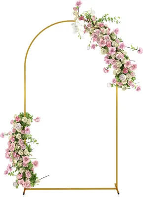 Image de Arc de roses - arc de jardin en métal - revêtement par poudre - résistant aux intempéries - pour rosiers grimpants - or