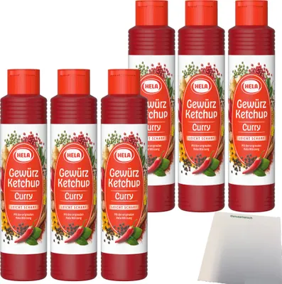Produktbild von Hela Curry Gewürz Ketchup leicht scharf 6er Pack (6x800ml Flasche) + usy Block