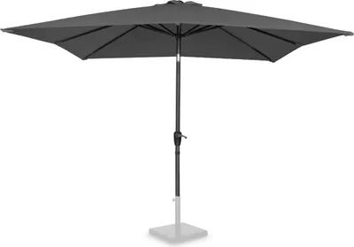 A gray rectangular patio umbrella is shown against a white background.